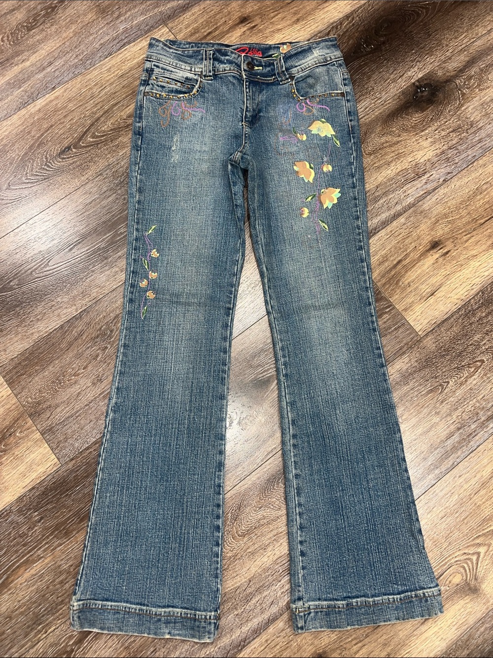 LEO ROMA JEANS Vintage Denim Bootcut Hand Painted Floral Designer Jeans 🌼
